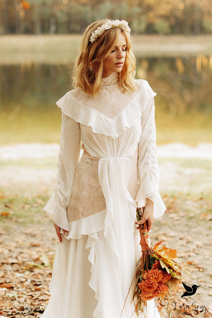 Cindy Full back A-line Long sleeve Wedding Dress 4