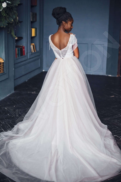 April Open back A-line Short/ Cap sleeve Wedding Dress Back