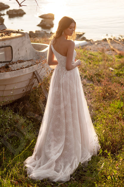 Joel Open back A-line One sleeve Wedding Dress Back