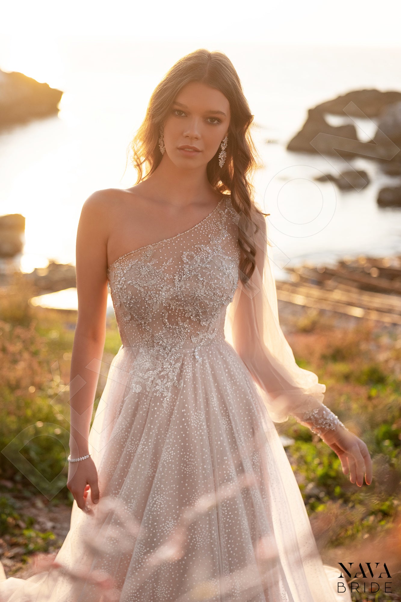 Joel Open back A-line One sleeve Wedding Dress 2