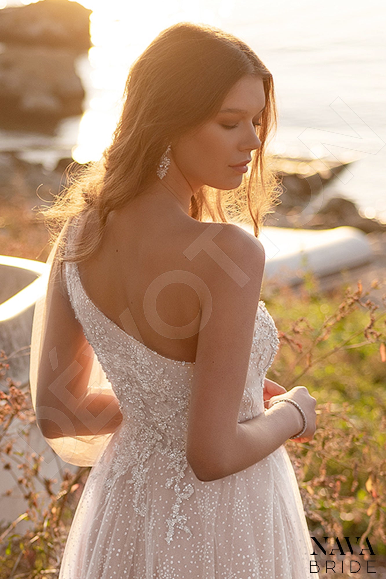 Joel Open back A-line One sleeve Wedding Dress 3