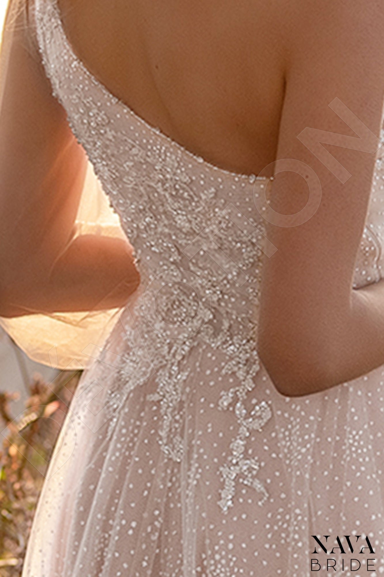 Joel Open back A-line One sleeve Wedding Dress 4
