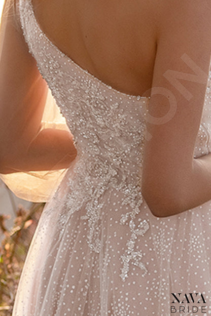 Joel Open back A-line One sleeve Wedding Dress 4