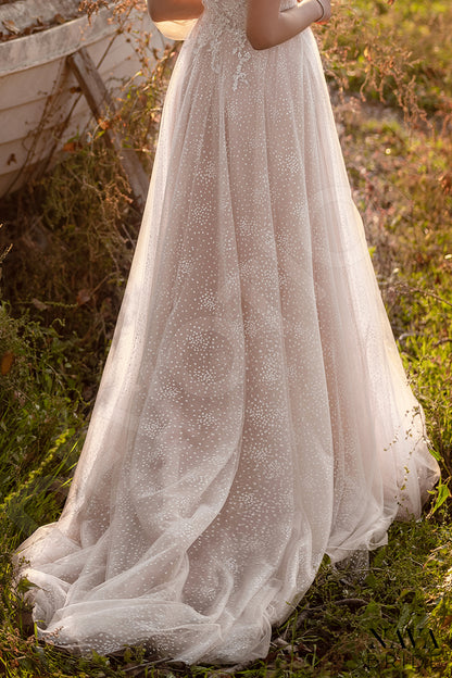Joel Open back A-line One sleeve Wedding Dress 5