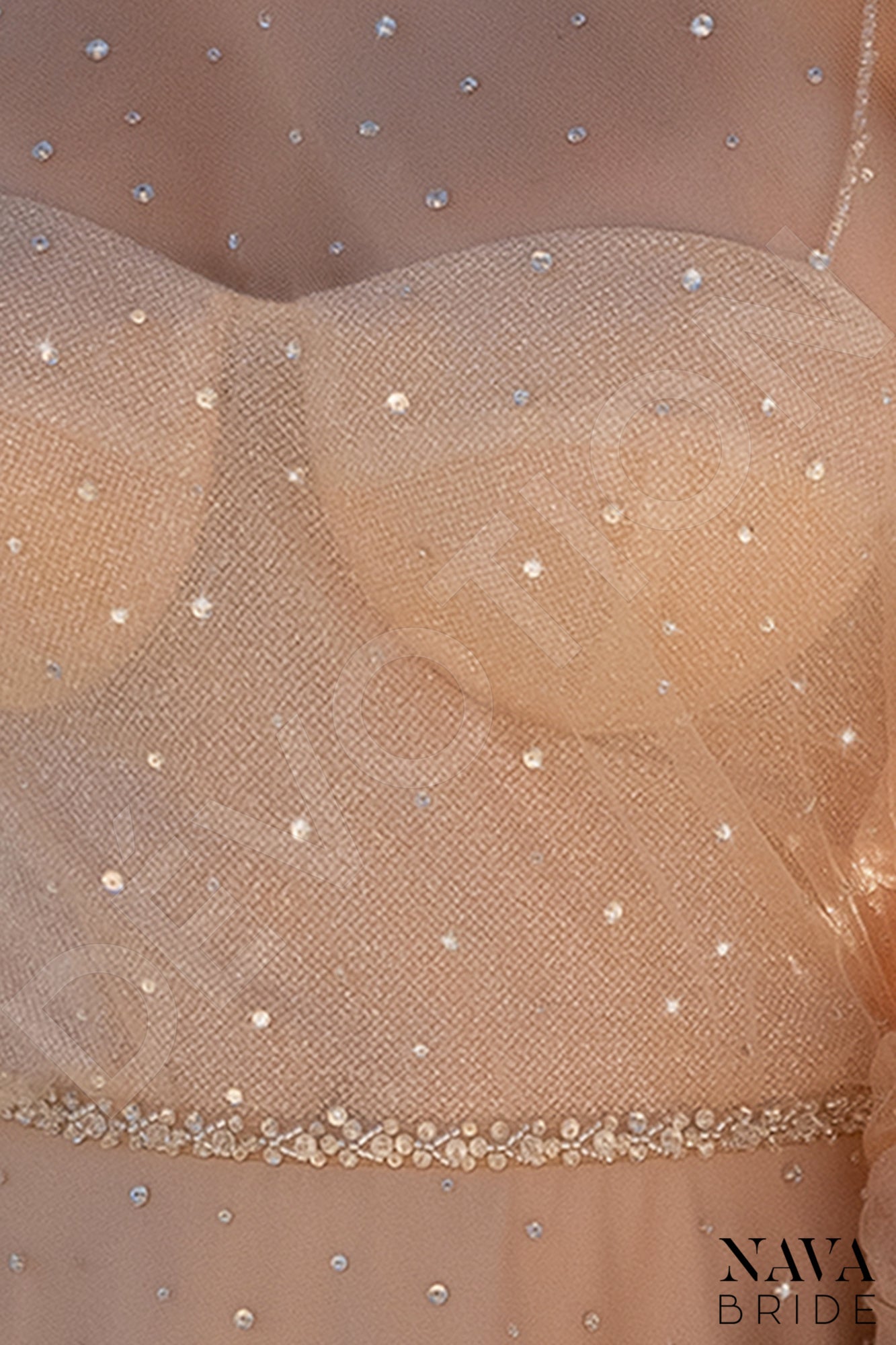Marine A-line Boat/Bateau Nude Wedding dress