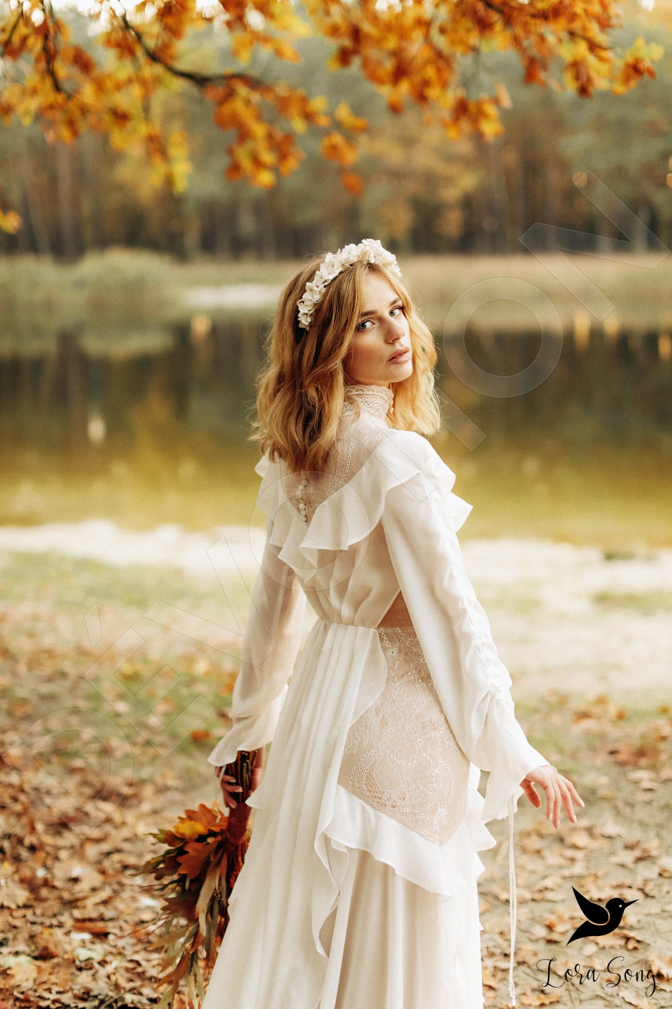 Cindy Full back A-line Long sleeve Wedding Dress 3