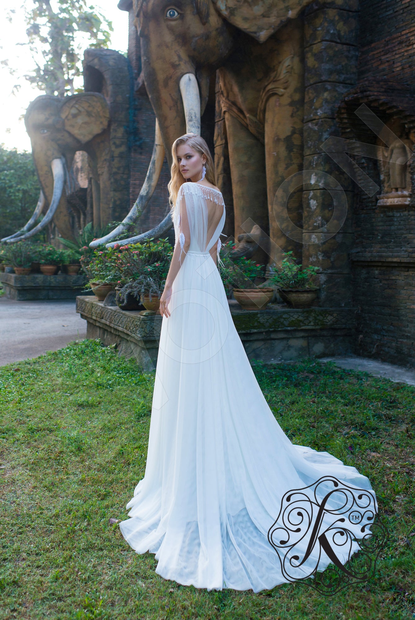 Anvil Open back A-line Straps Wedding Dress Back