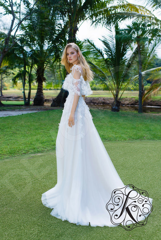 Dafna A-line Off-shoulder/Drop shoulders Milk Latte Wedding dress