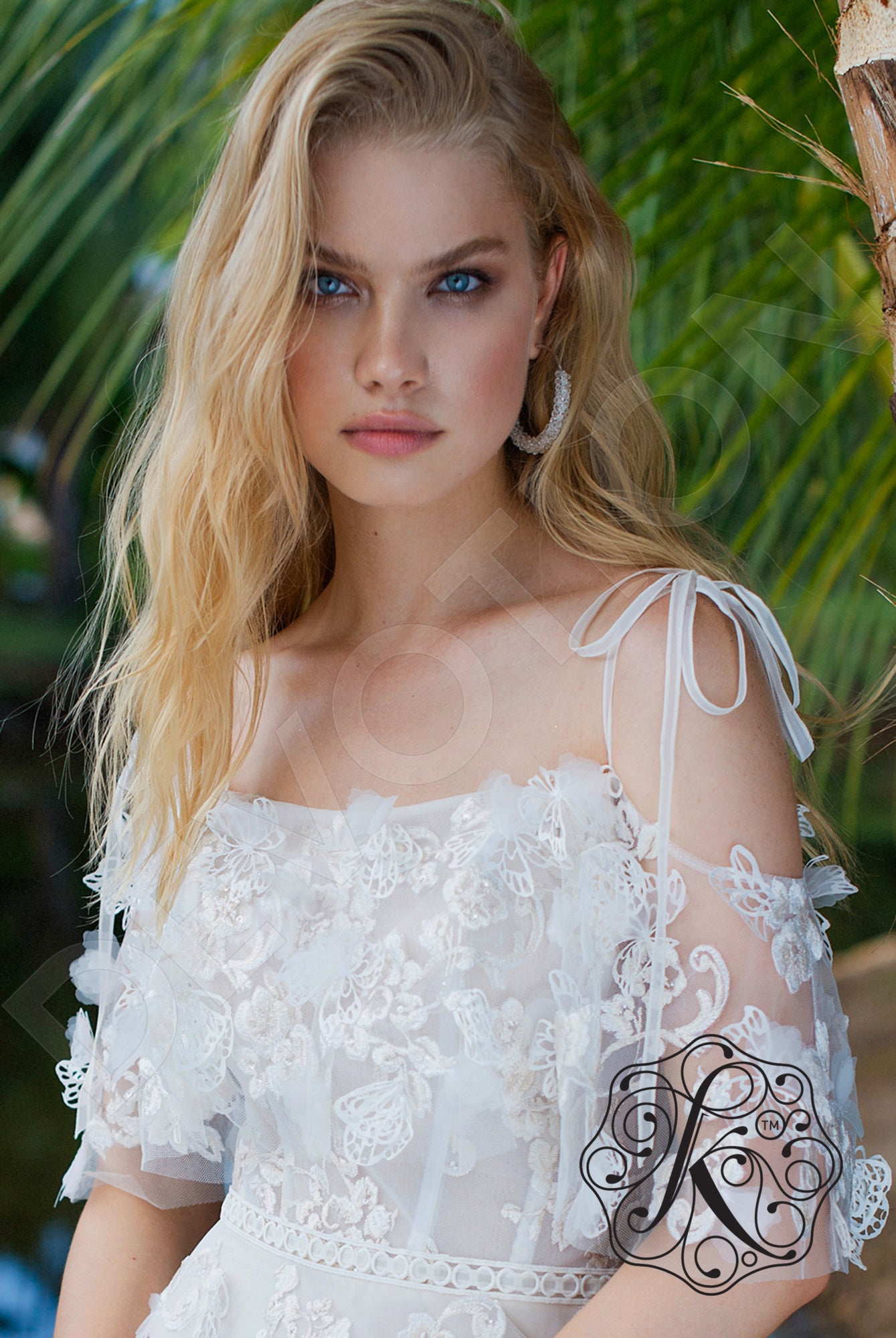 Dafna A-line Off-shoulder/Drop shoulders Milk Latte Wedding dress