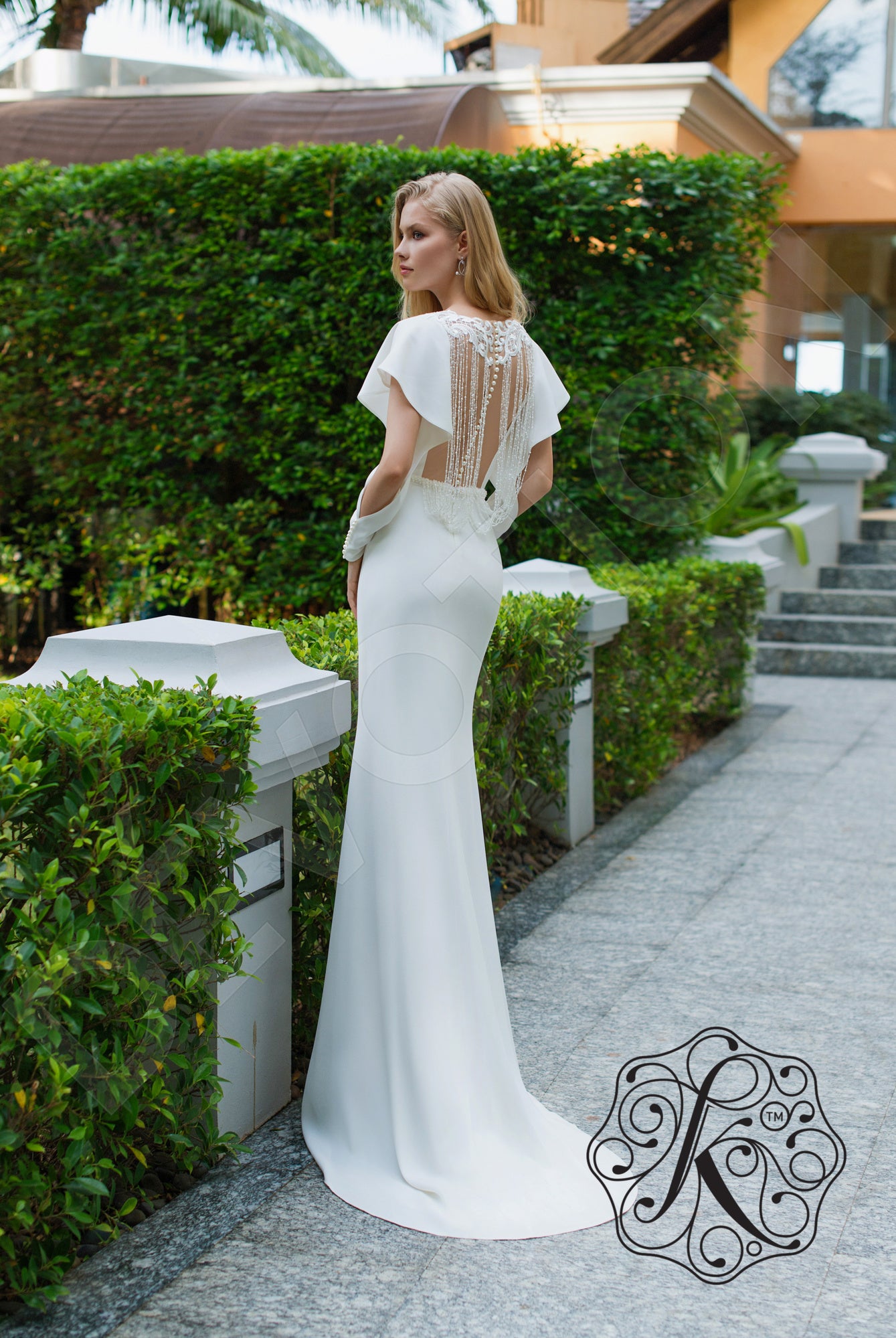 Djiansi Illusion back Trumpet/Mermaid Long sleeve Wedding Dress 5
