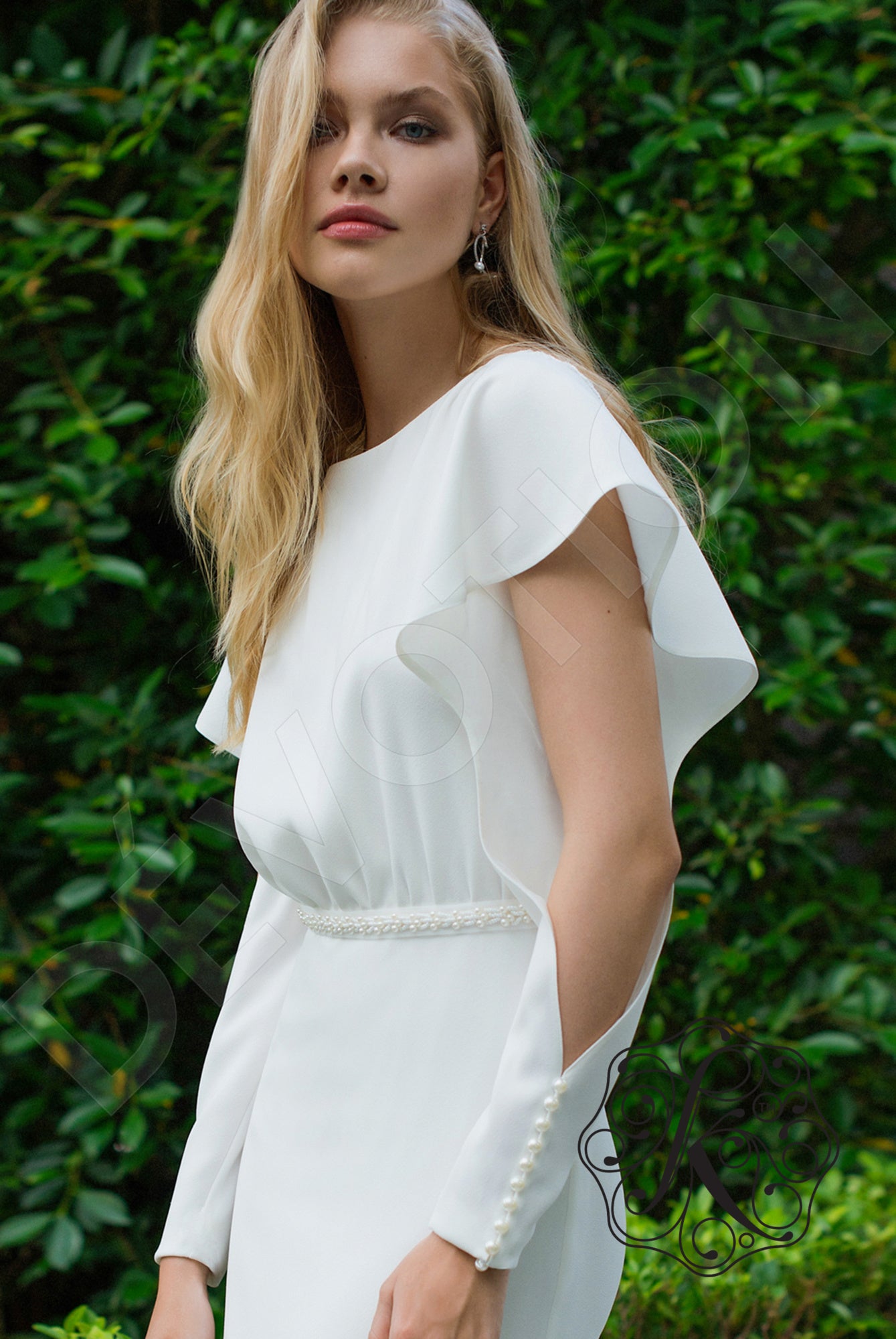 Djiansi Trumpet/Mermaid Jewel Milk Wedding dress