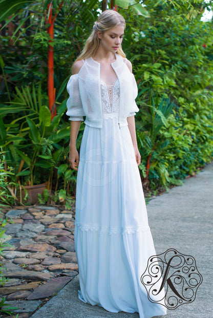 Eos Open back A-line Straps Wedding Dress Front