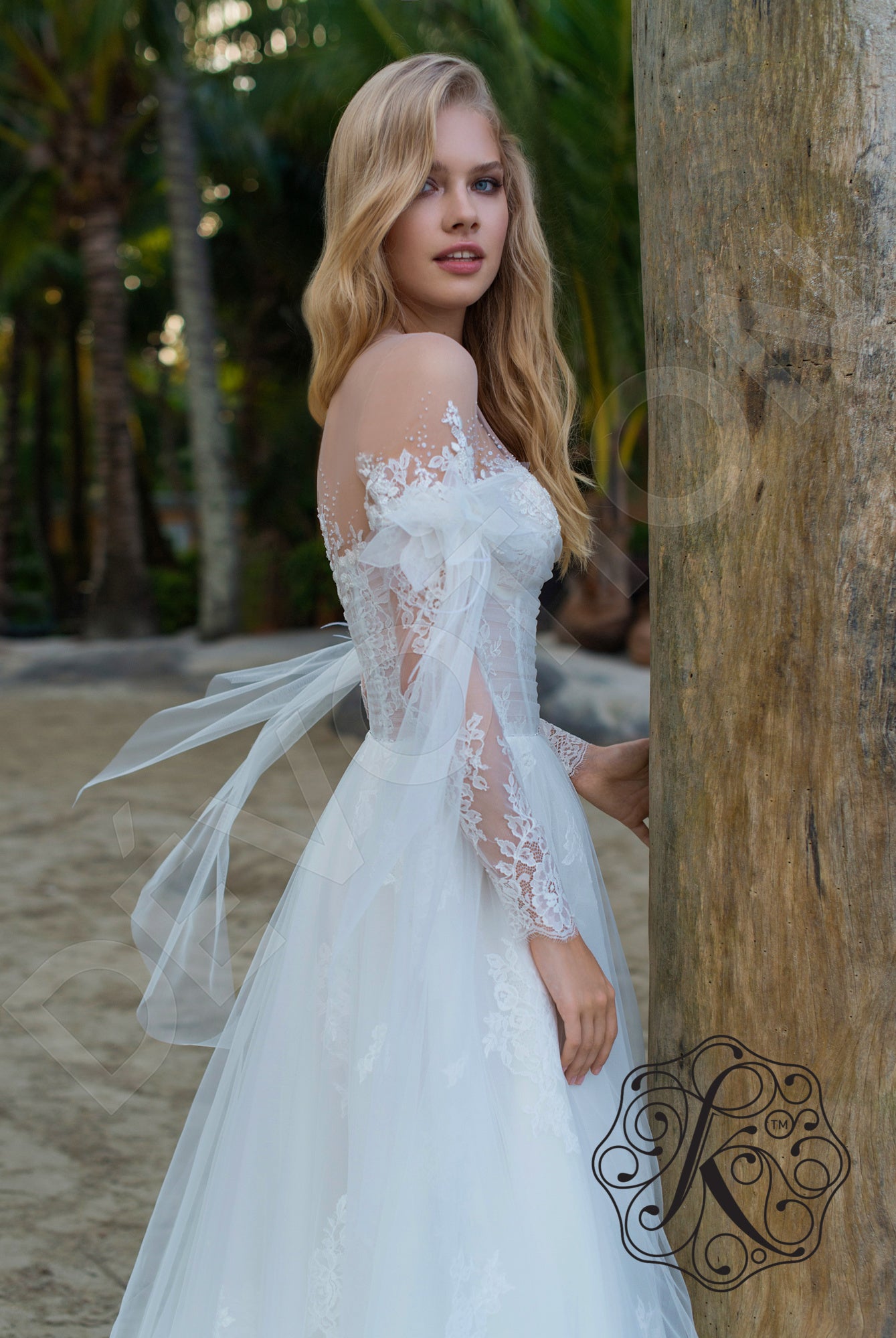 Flamenca Illusion back A-line Long sleeve Wedding Dress 5