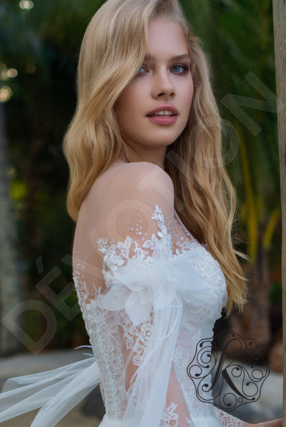 Flamenca Illusion back A-line Long sleeve Wedding Dress 6