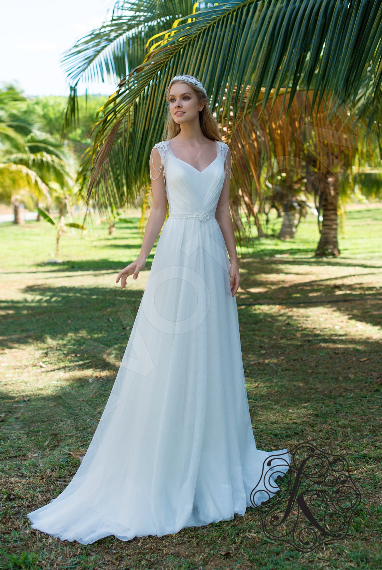 Keiman Open back A-line Sleeveless Wedding Dress 8