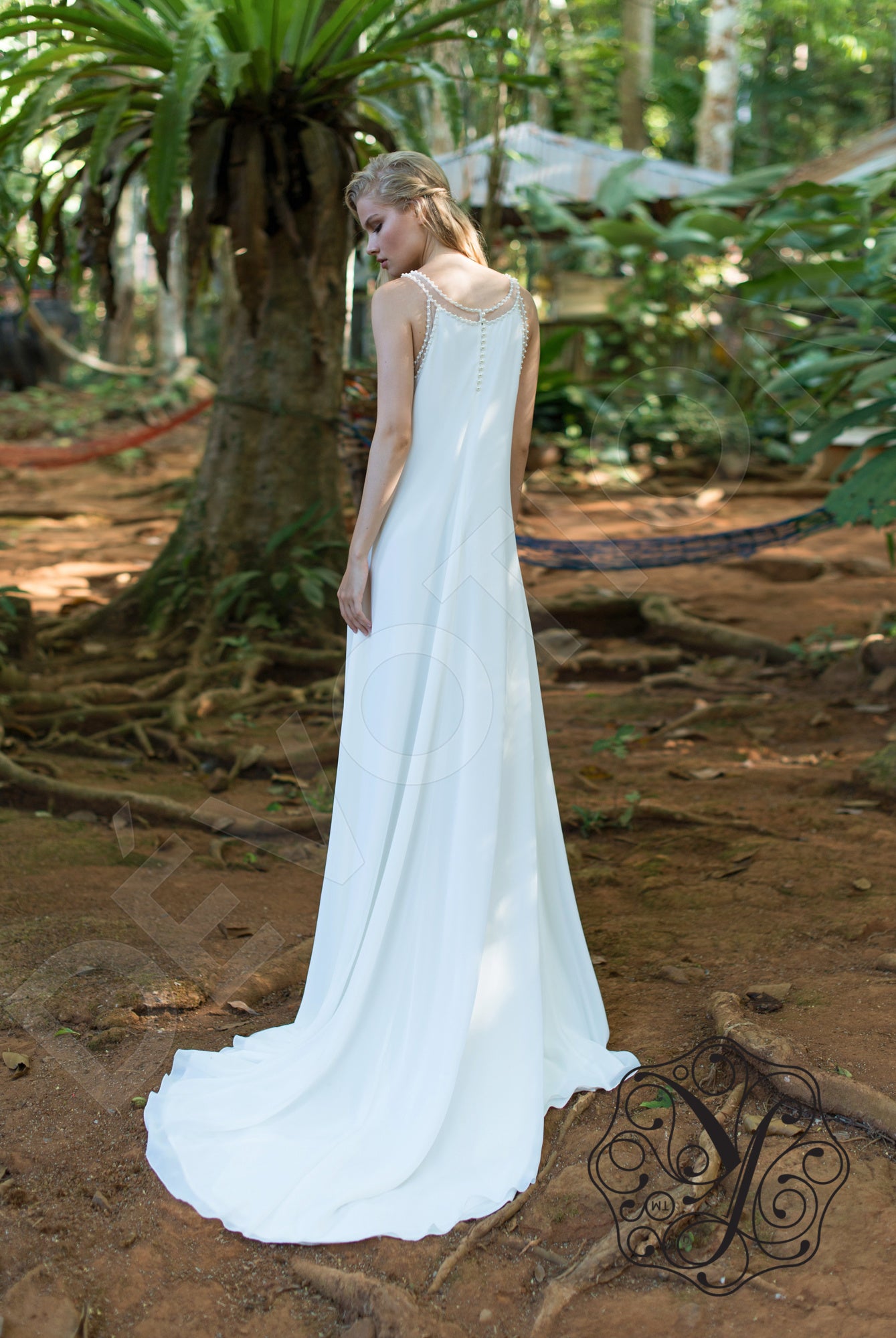 Kveilin A-line Boat/Bateau Milk Wedding dress