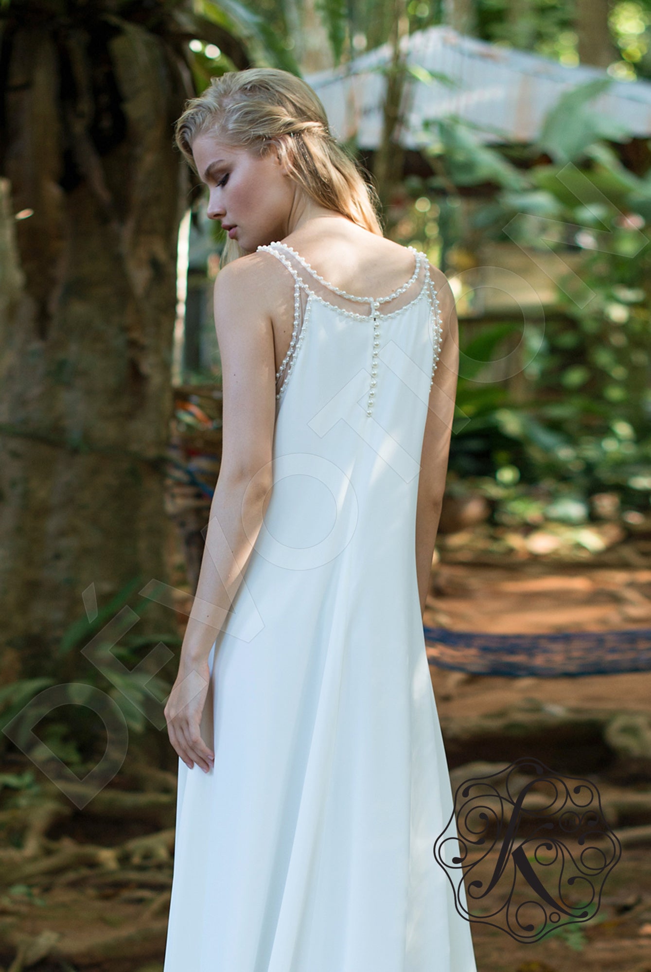 Kveilin A-line Boat/Bateau Milk Wedding dress