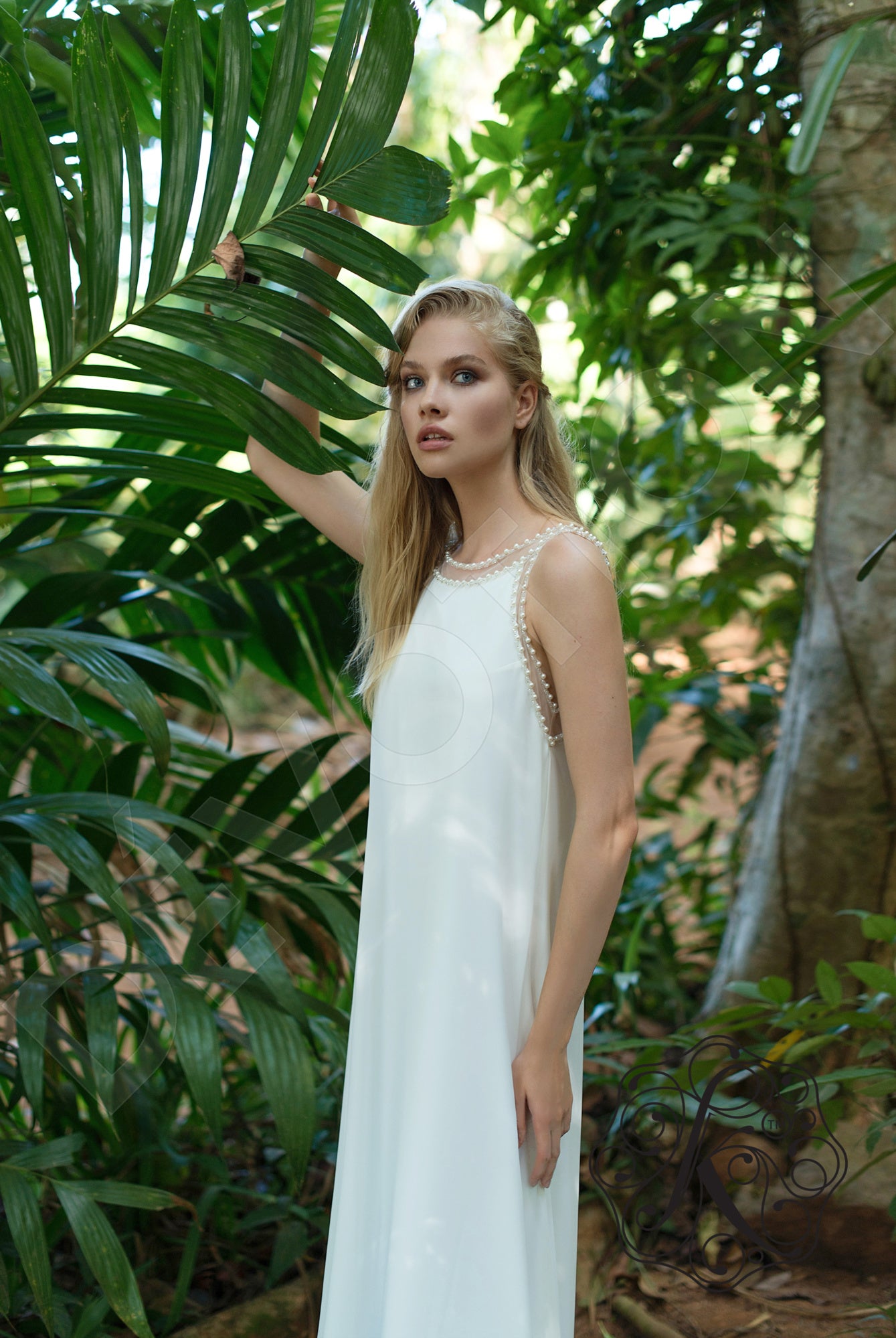 Kveilin A-line Boat/Bateau Milk Wedding dress