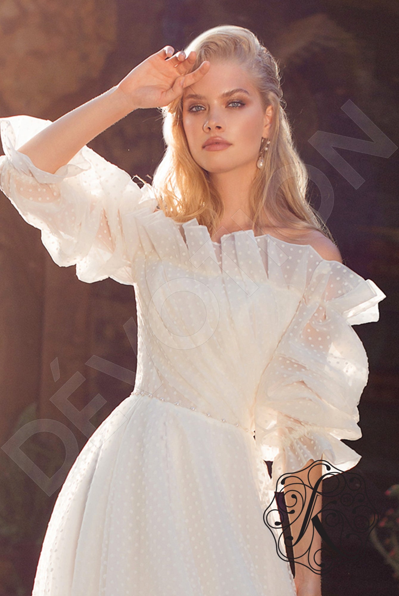 Lidiana Illusion back A-line 3/4 sleeve Wedding Dress 2