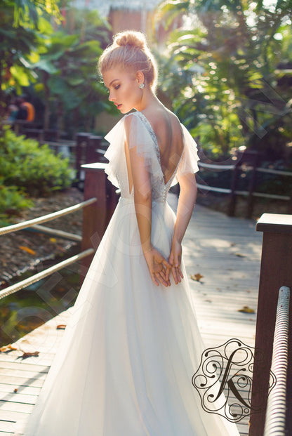 Scarlet Open back A-line Short/ Cap sleeve Wedding Dress Back