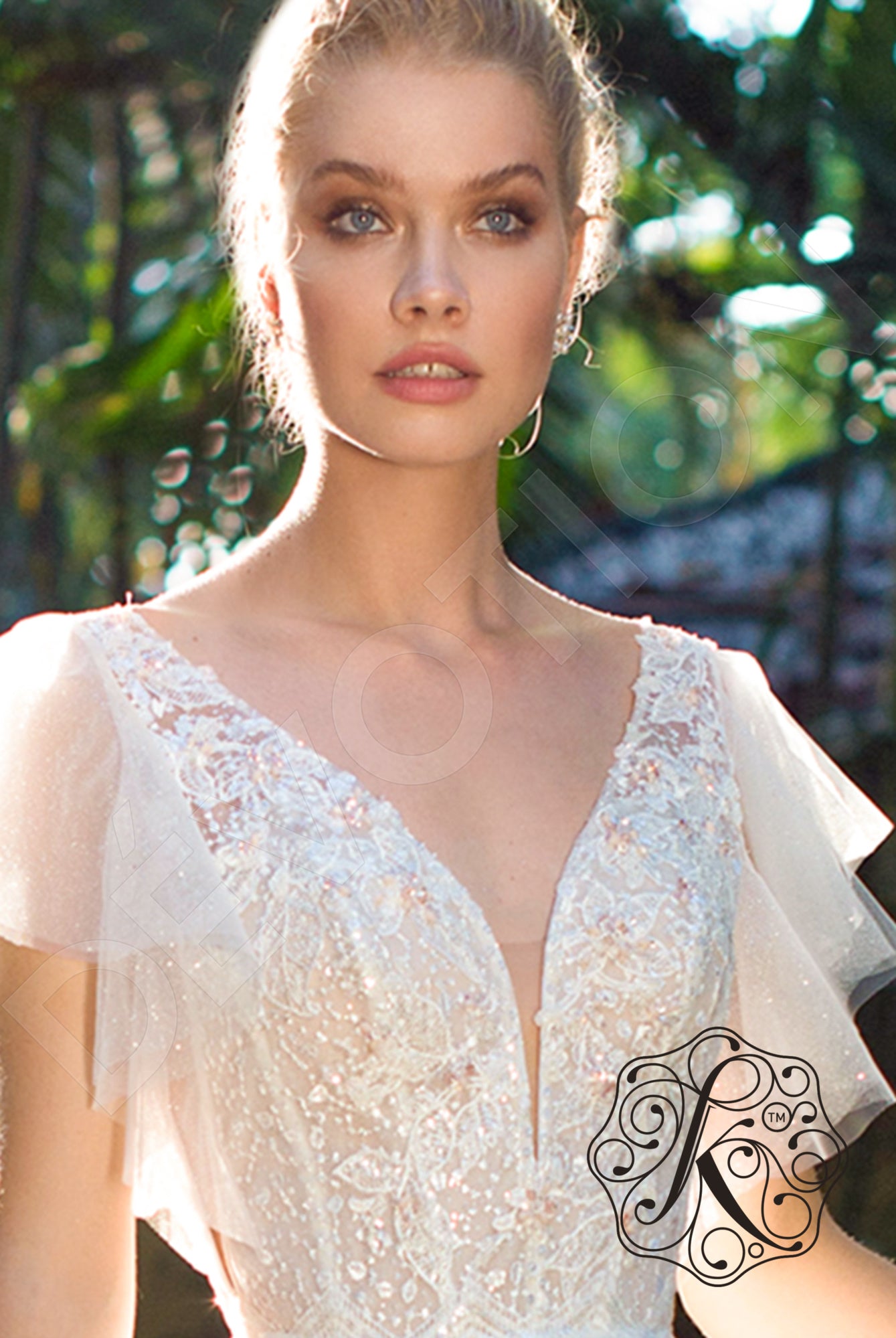Scarlet Open back A-line Short/ Cap sleeve Wedding Dress 7