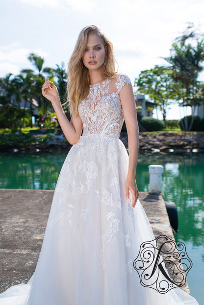 Viorica Illusion back A-line Sleeveless Wedding Dress 2