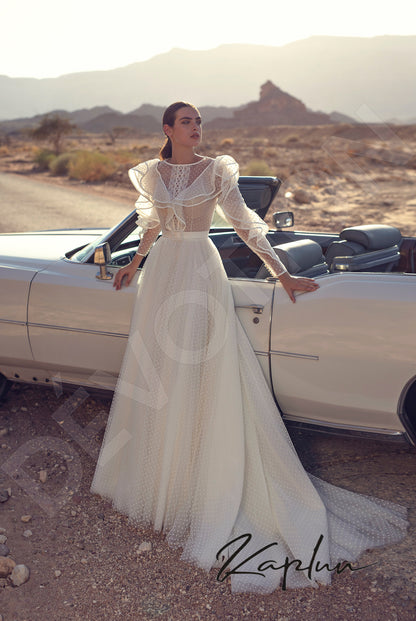 Avinar Full back A-line Long sleeve Wedding Dress 4