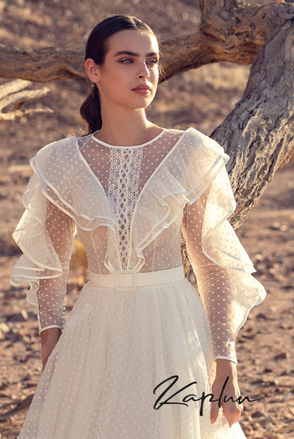 Avinar Full back A-line Long sleeve Wedding Dress 9