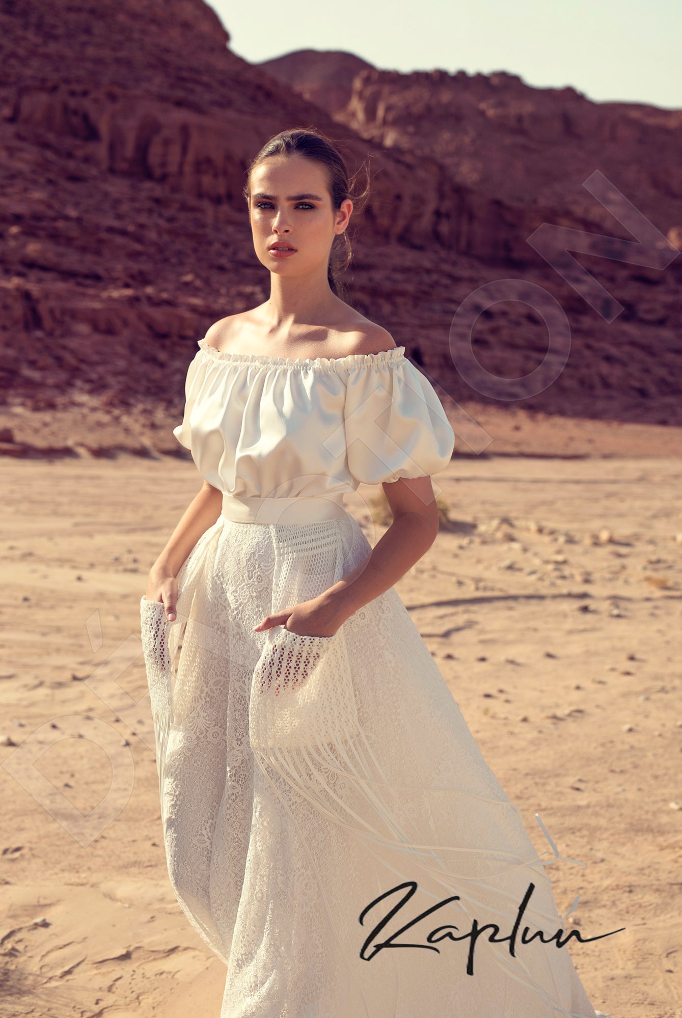 Erfia Open back A-line Short/ Cap sleeve Wedding Dress 2