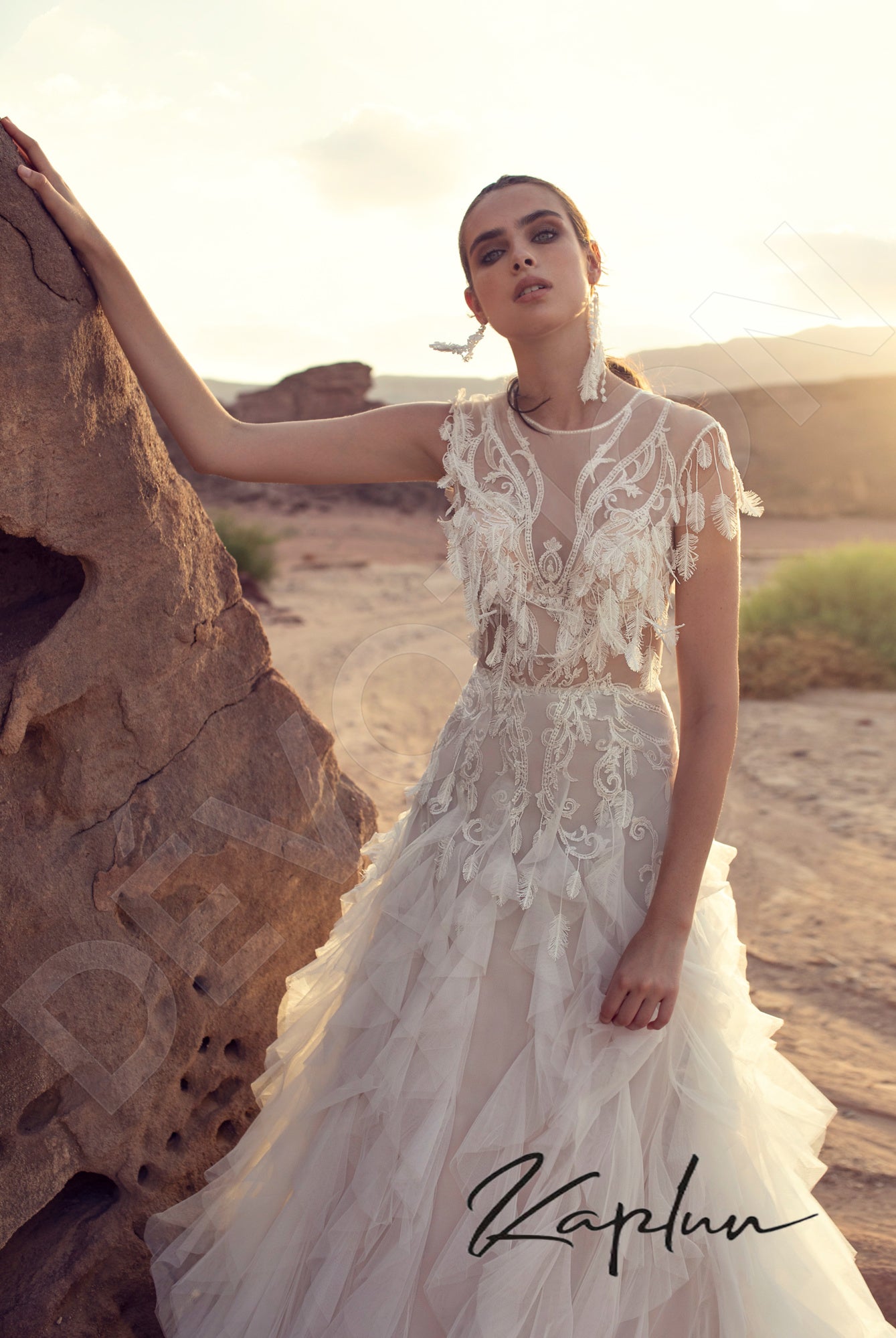 Festa A-line Jewel Milk Beige Wedding dress