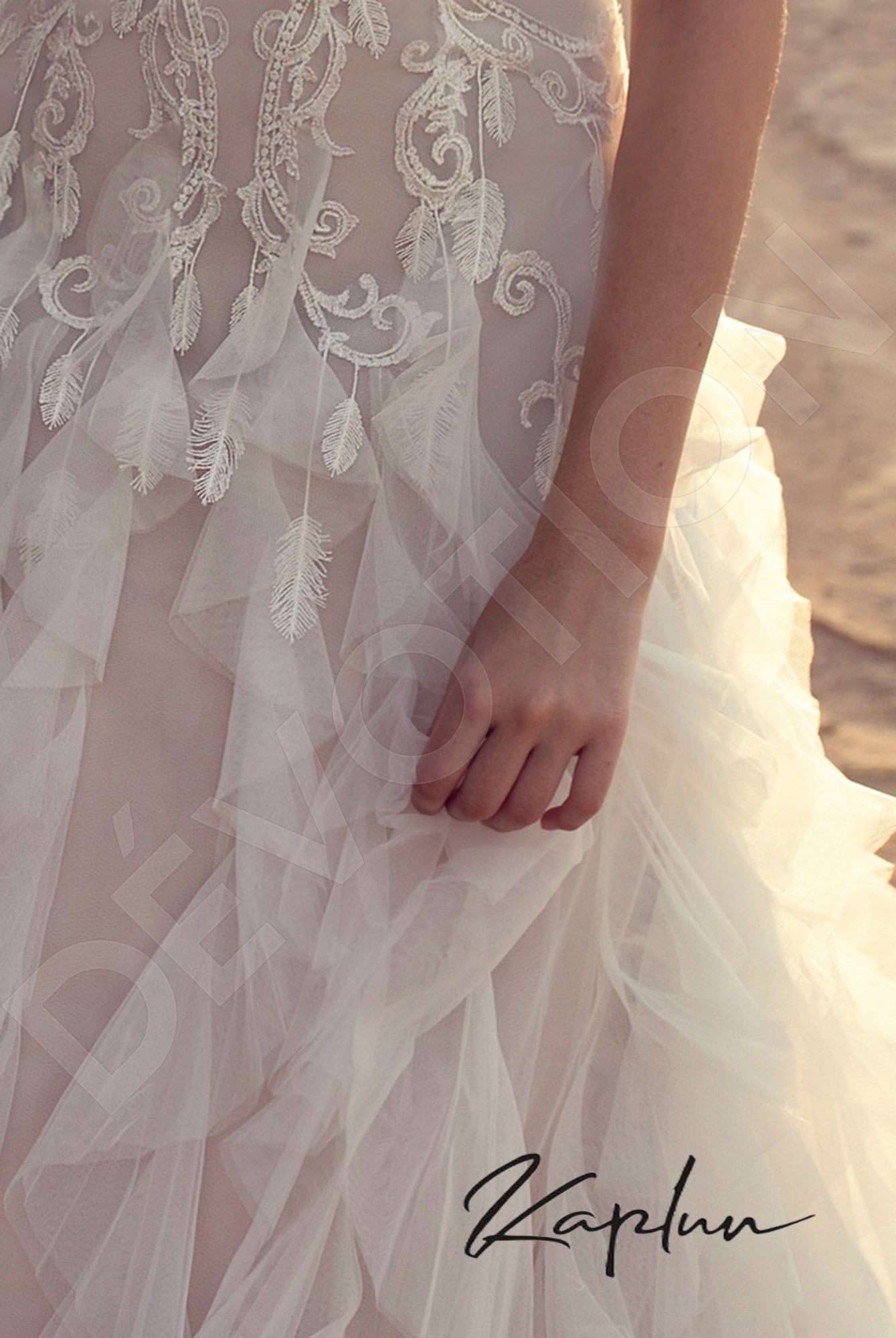 Festa A-line Jewel Milk Beige Wedding dress