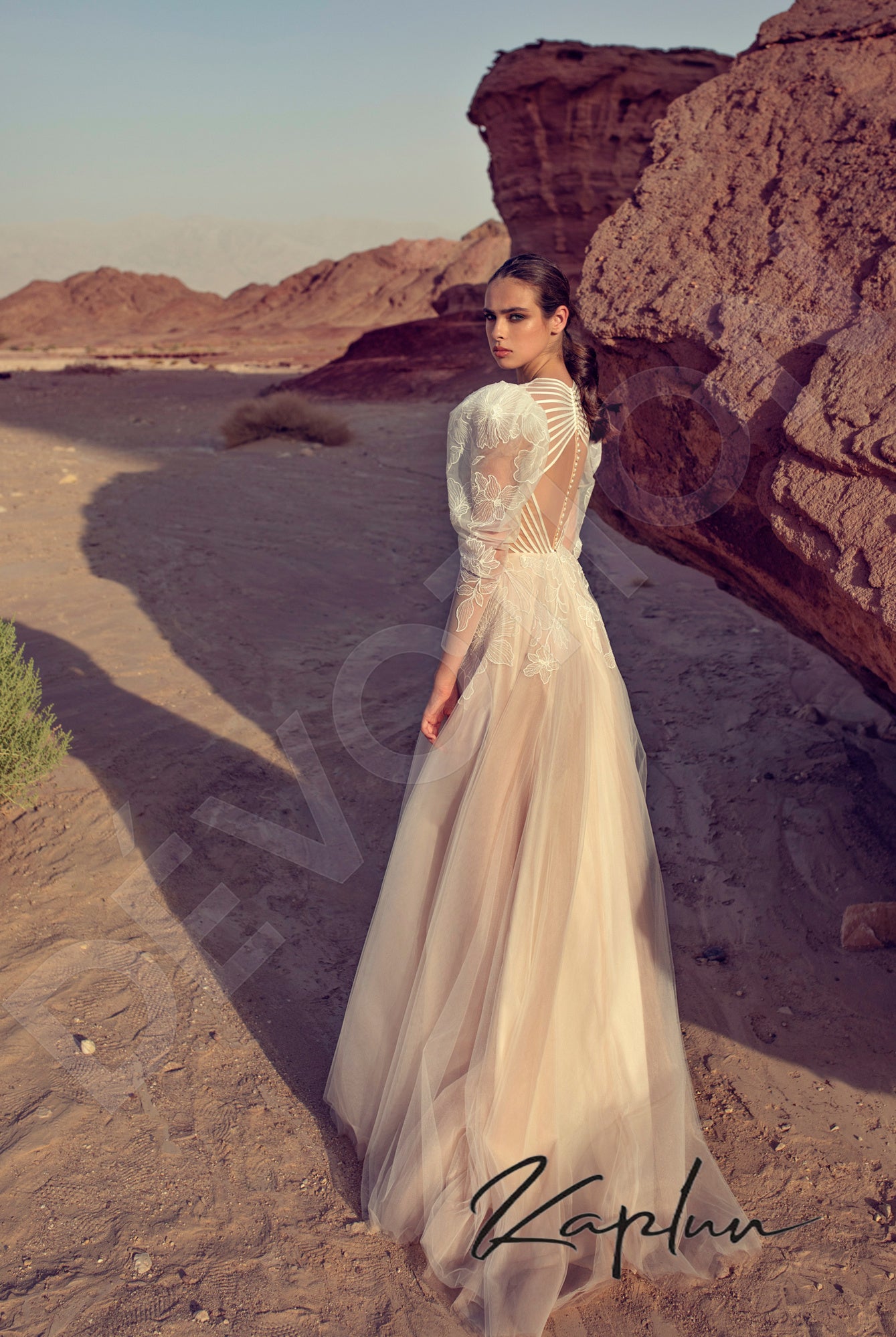 Itana Full back A-line Long sleeve Wedding Dress Back