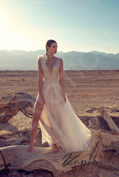 Lolis Illusion back A-line Sleeveless Wedding Dress 4
