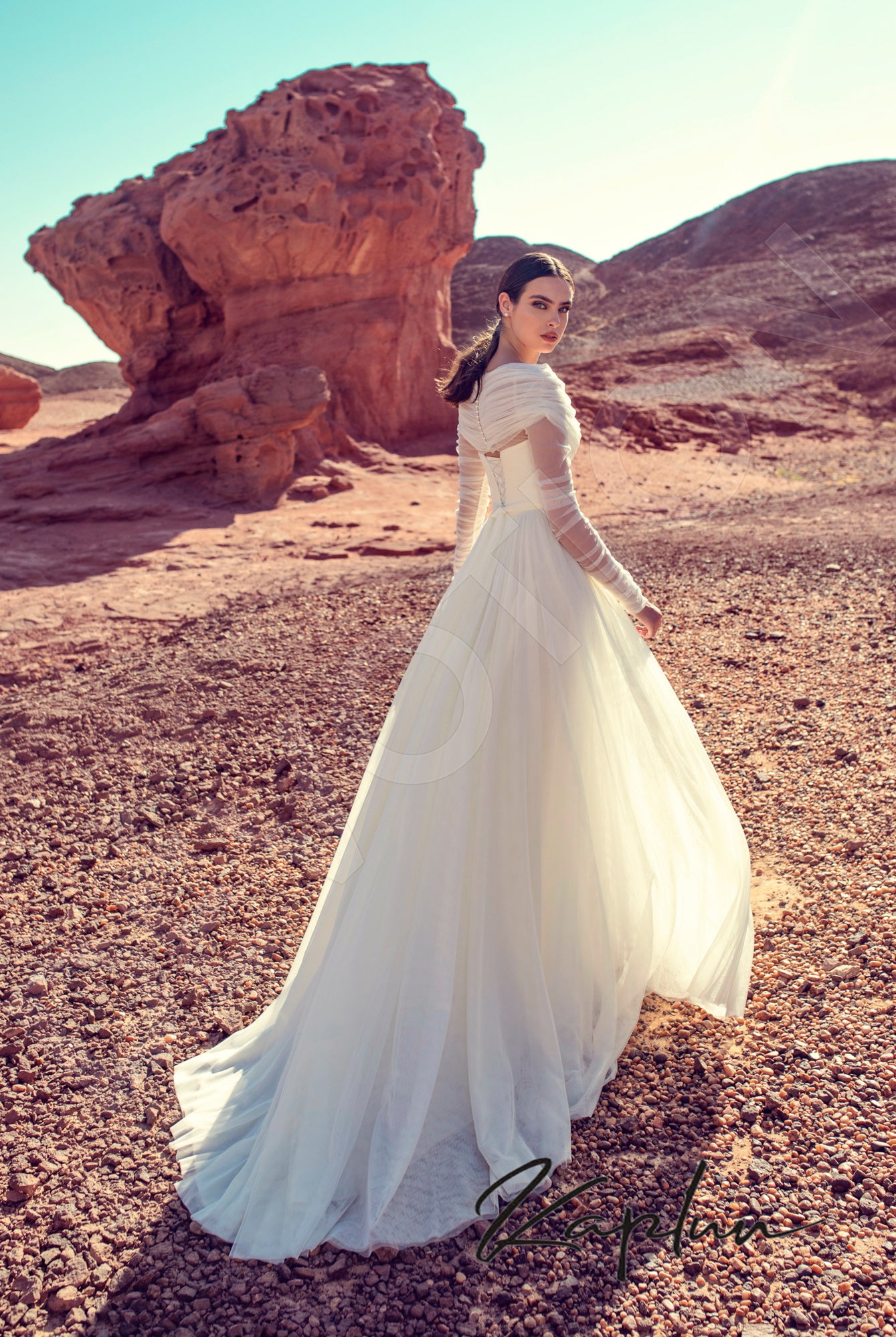 Penelopa A-line Off-shoulder/Drop shoulders Milk Wedding dress