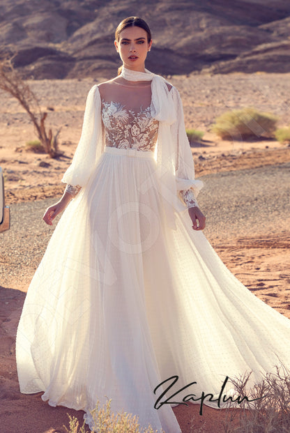 Santa-Lucia Full back A-line Long sleeve Wedding Dress Front