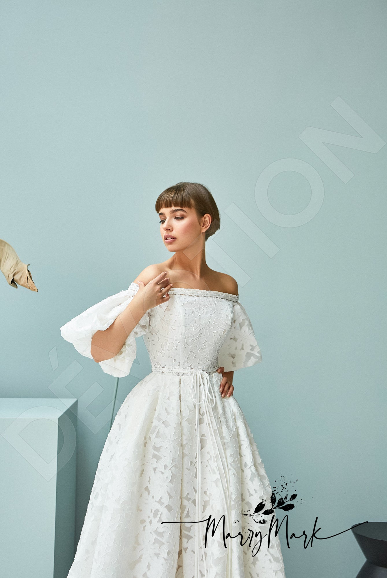 Calista Full back A-line Half sleeve Wedding Dress 9