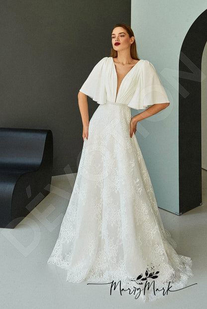 Camile Full back A-line Half sleeve Wedding Dress 5