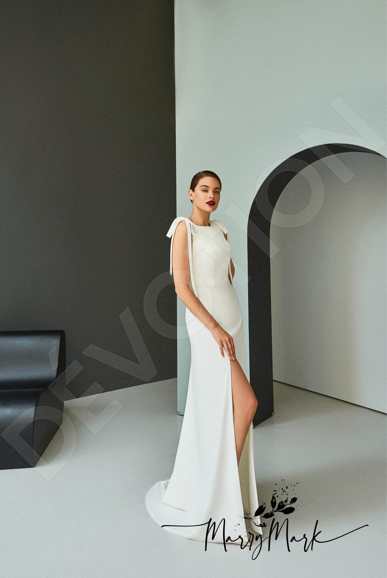 Genaya A-line Boat/Bateau Milk Wedding dress