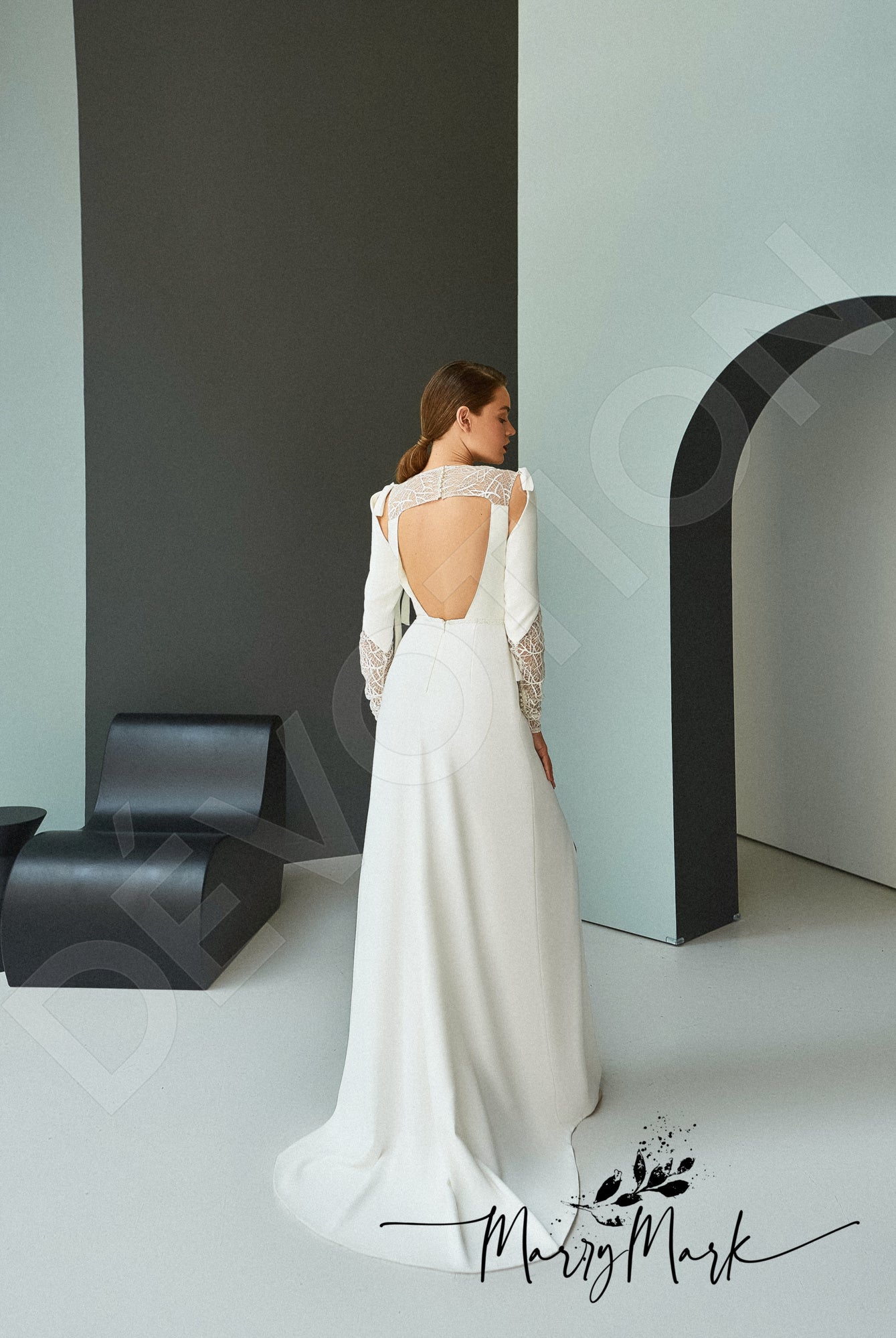 Genaya A-line Boat/Bateau Milk Wedding dress