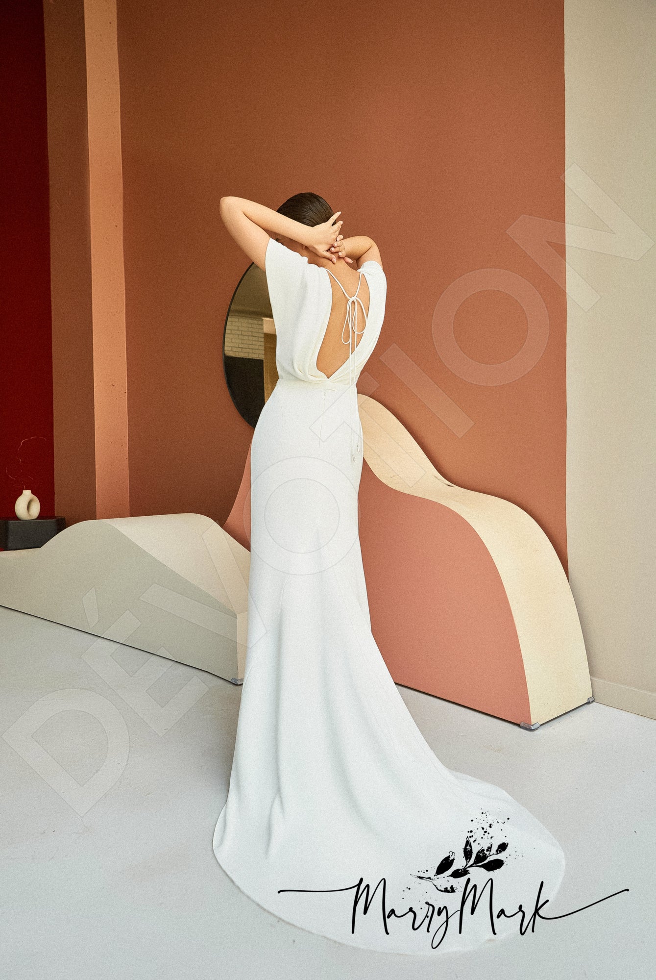 Lakshmi Trumpet/Mermaid Boat/Bateau Milk Wedding dress