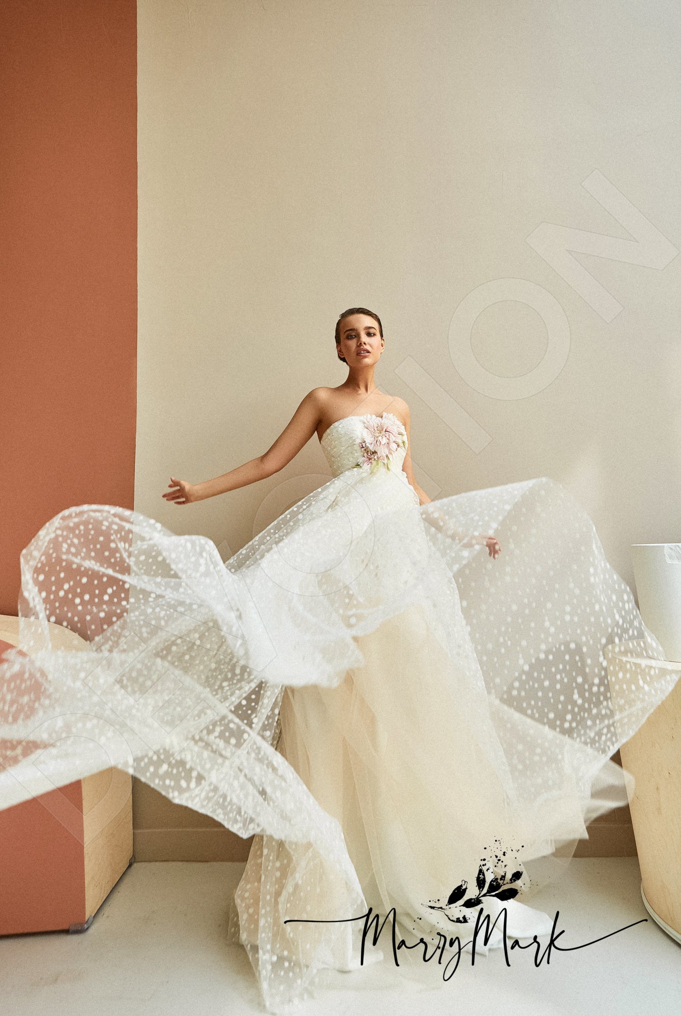 Lisma A-line Straight across Multicolor Wedding dress