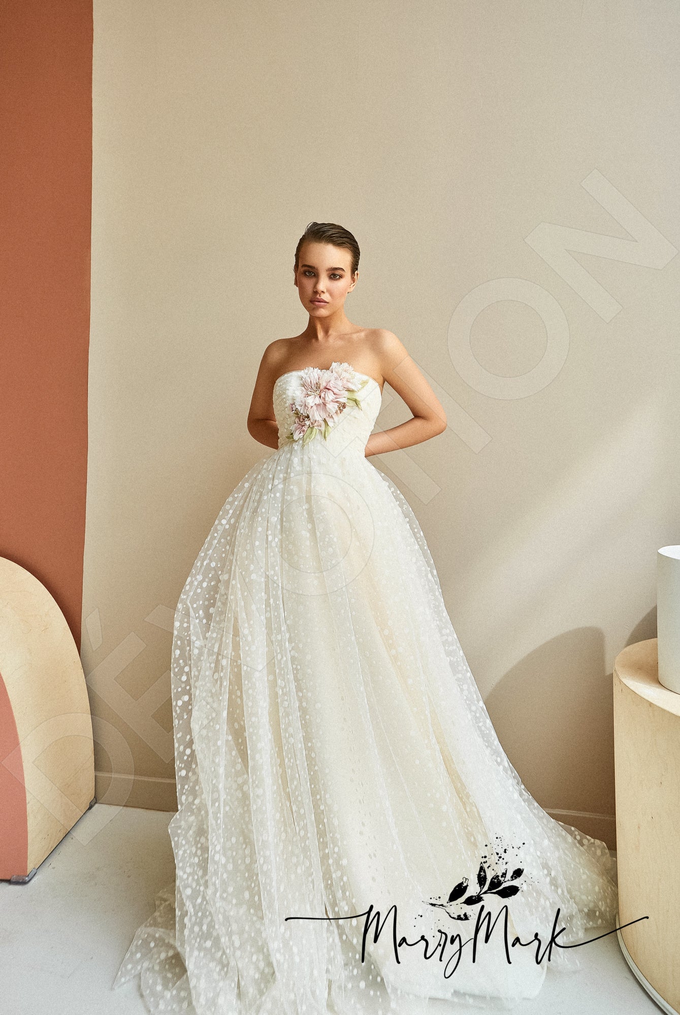 Lisma A-line Straight across Multicolor Wedding dress