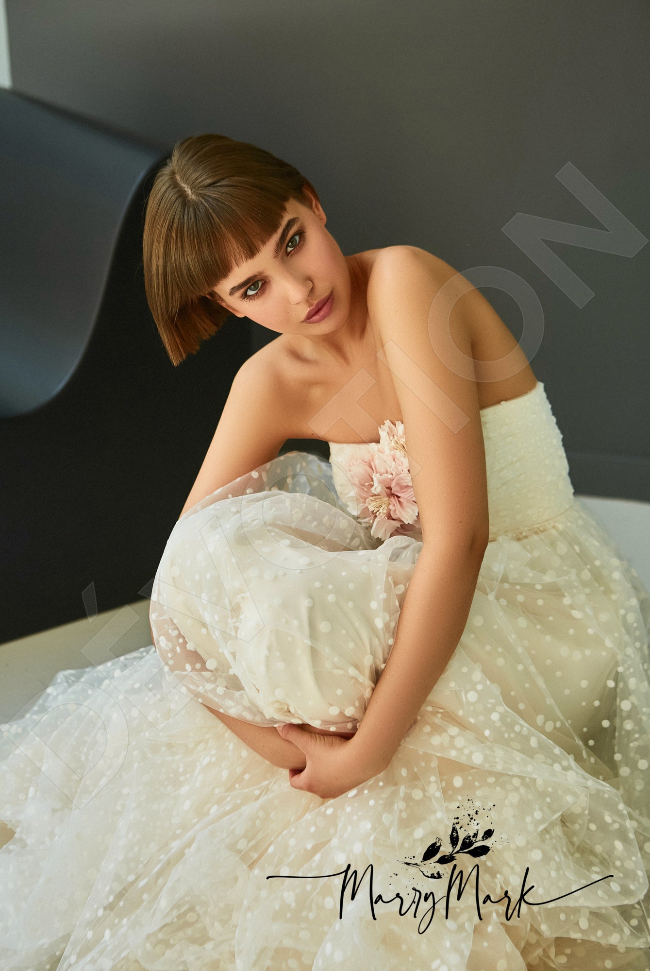 Lisma A-line Straight across Multicolor Wedding dress