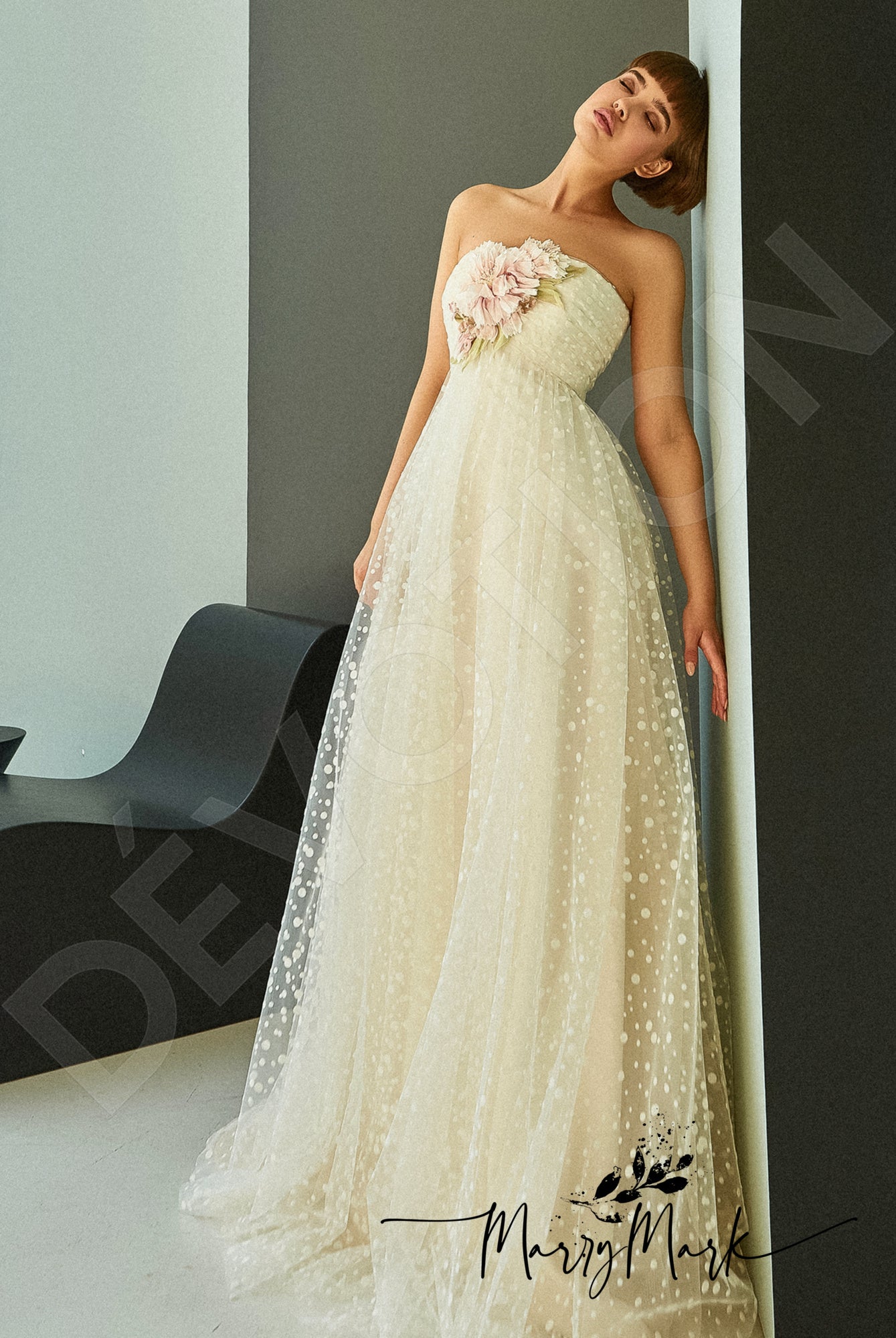Lisma A-line Straight across Multicolor Wedding dress