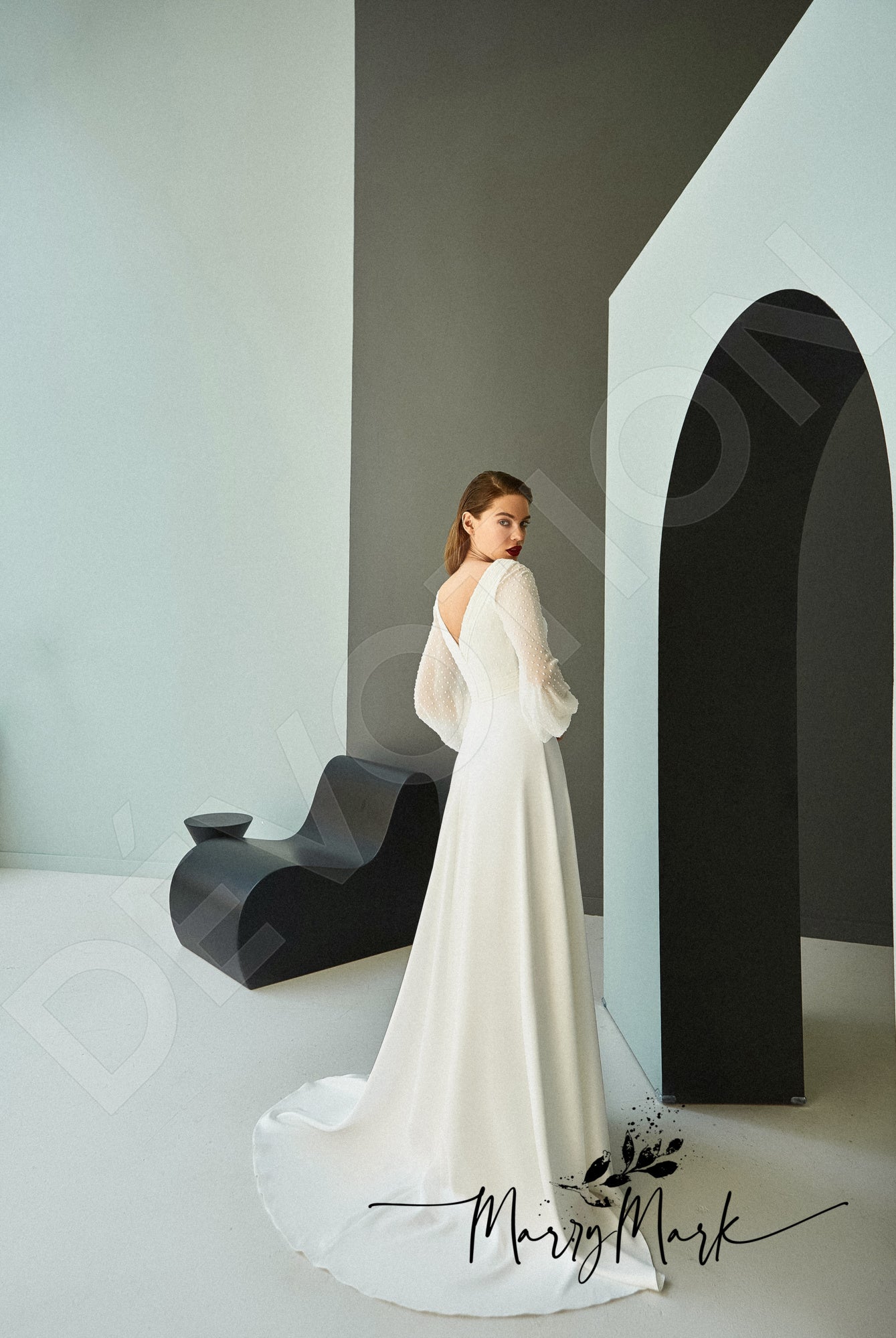 Sivilin A-line V-neck Milk Wedding dress