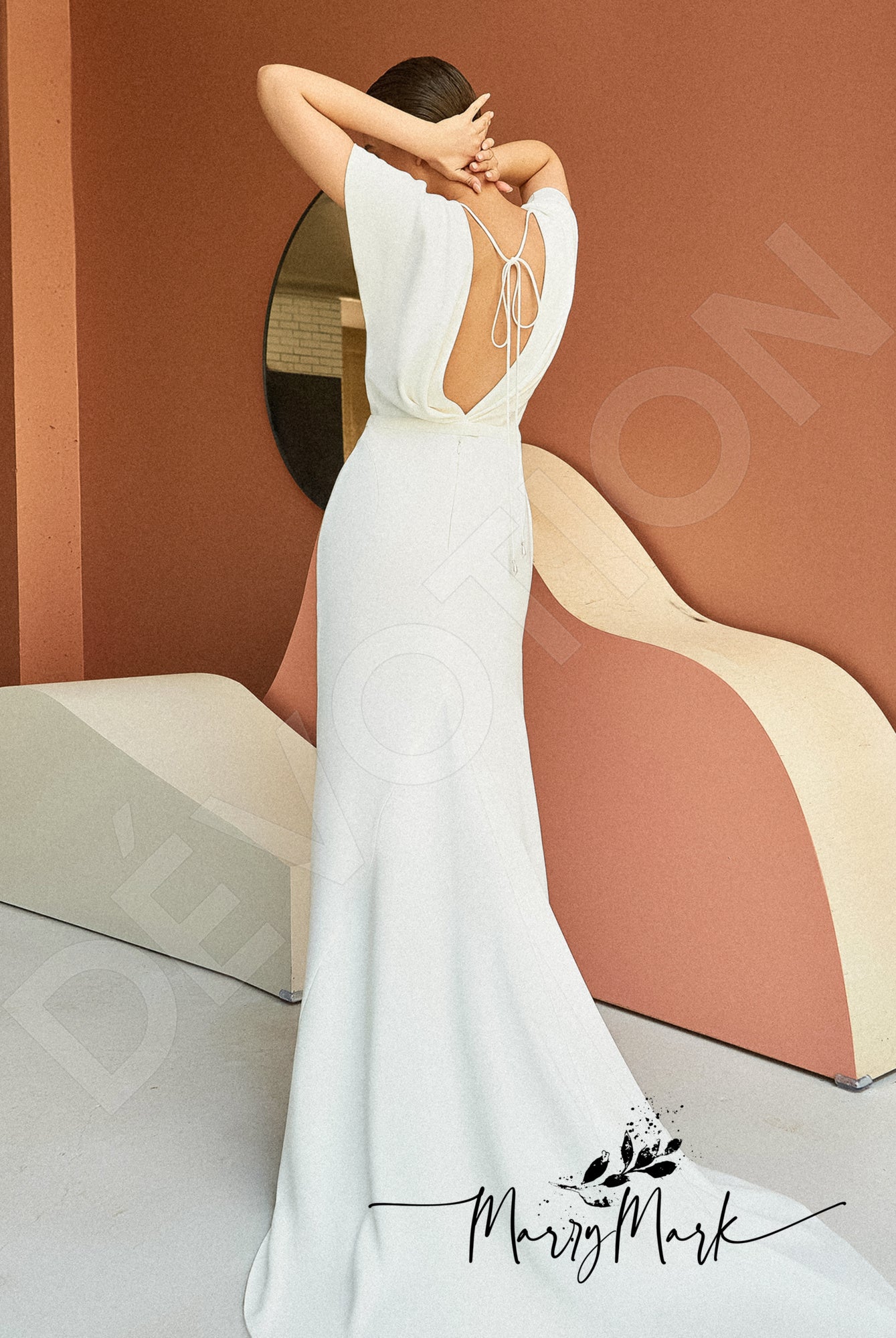 Lakshmi Open back Trumpet/Mermaid Short/ Cap sleeve Wedding Dress Front