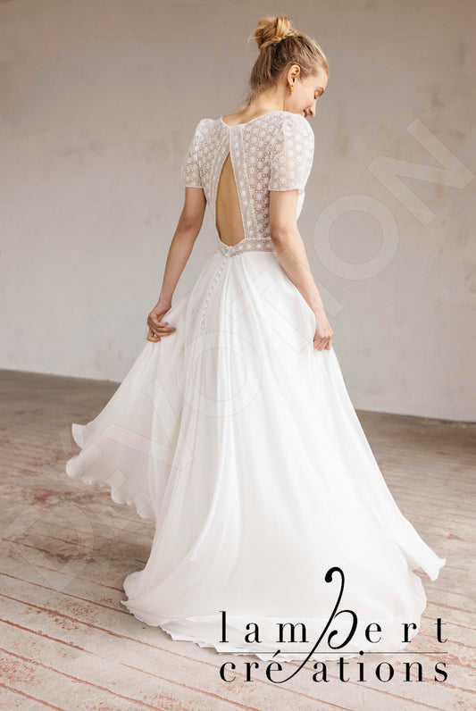 Edelweiss A-line V-neck Ivory Wedding dress