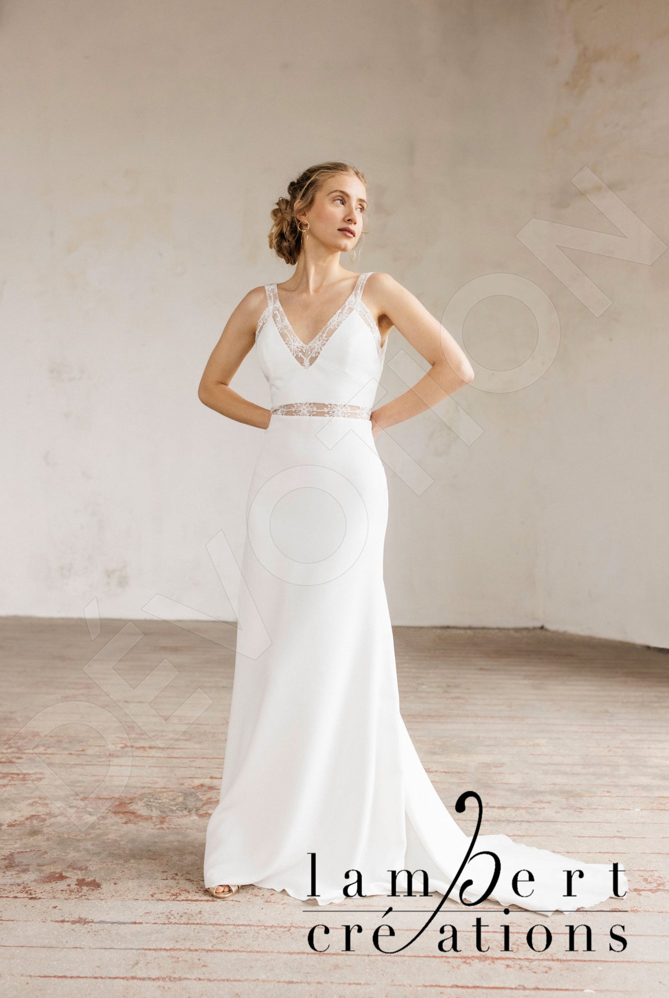 Lagune A-line V-neck Ivory Wedding dress