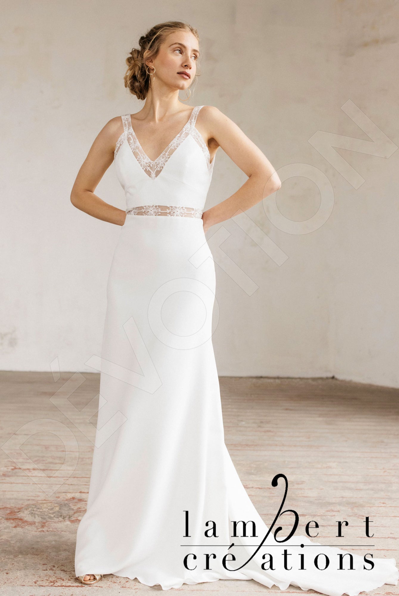 Lagune A-line V-neck Ivory Wedding dress