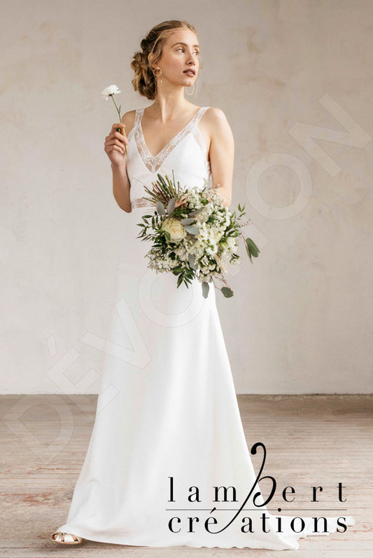 Lagune A-line V-neck Ivory Wedding dress